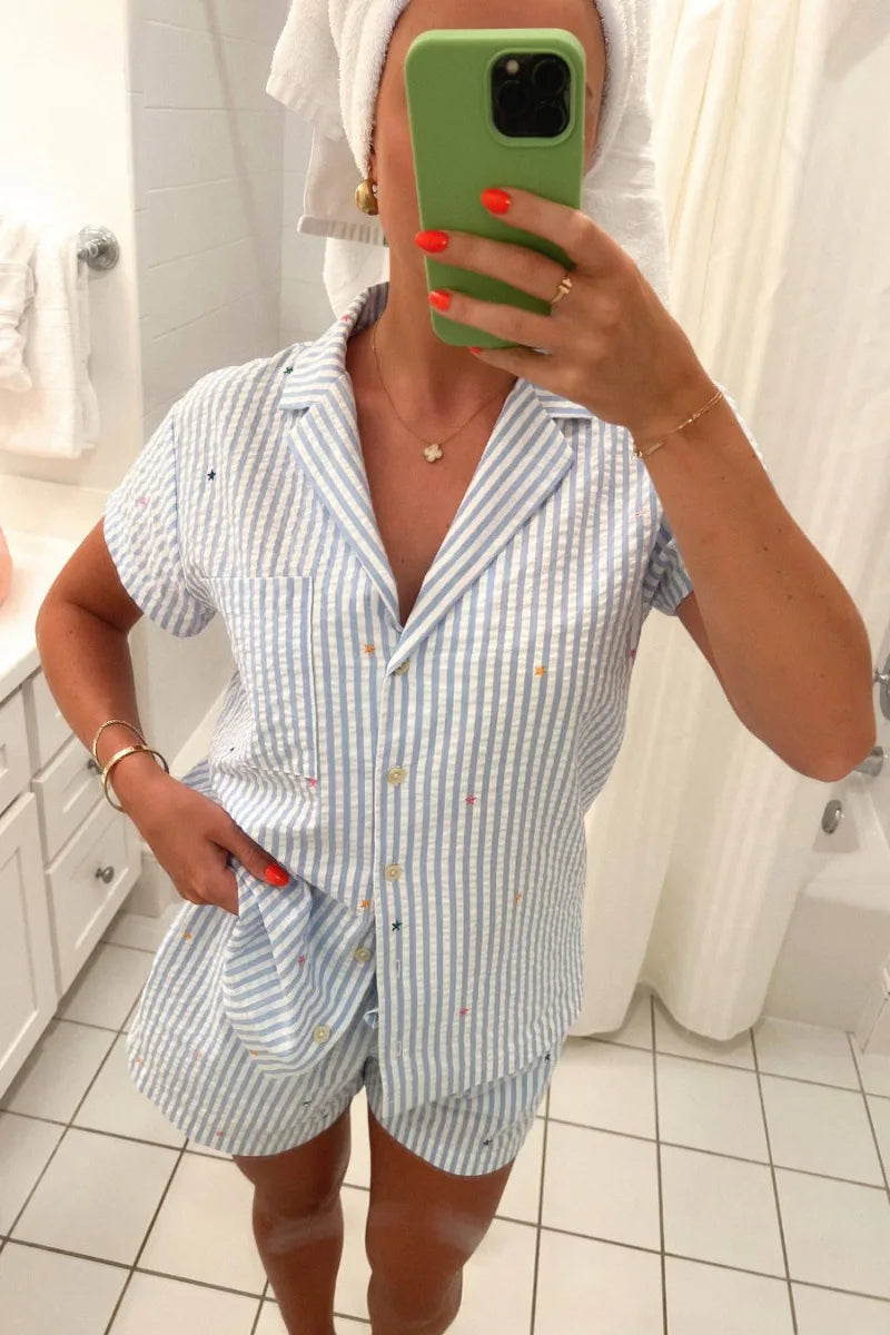 Starlight Stripes PJ Set- BLUE